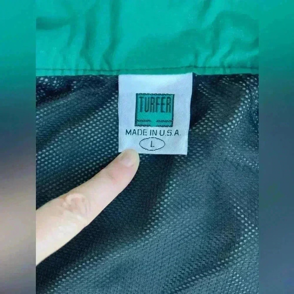 Vintage 80s 90s Turfer Mens L Windbreaker Jacket Pullover Made In USA Blue Green - Picture 5 of 8